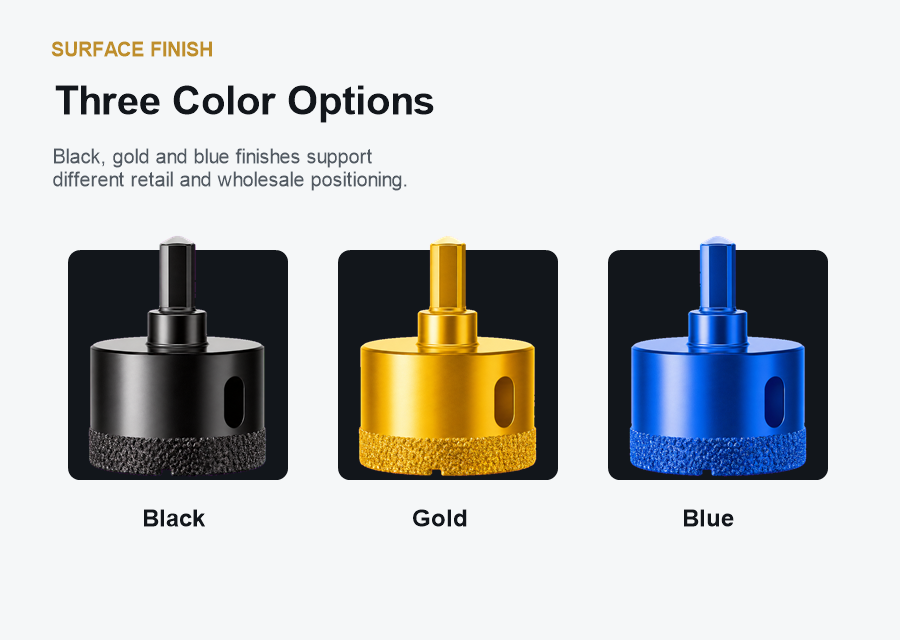 BK-9071 black gold blue finish detail