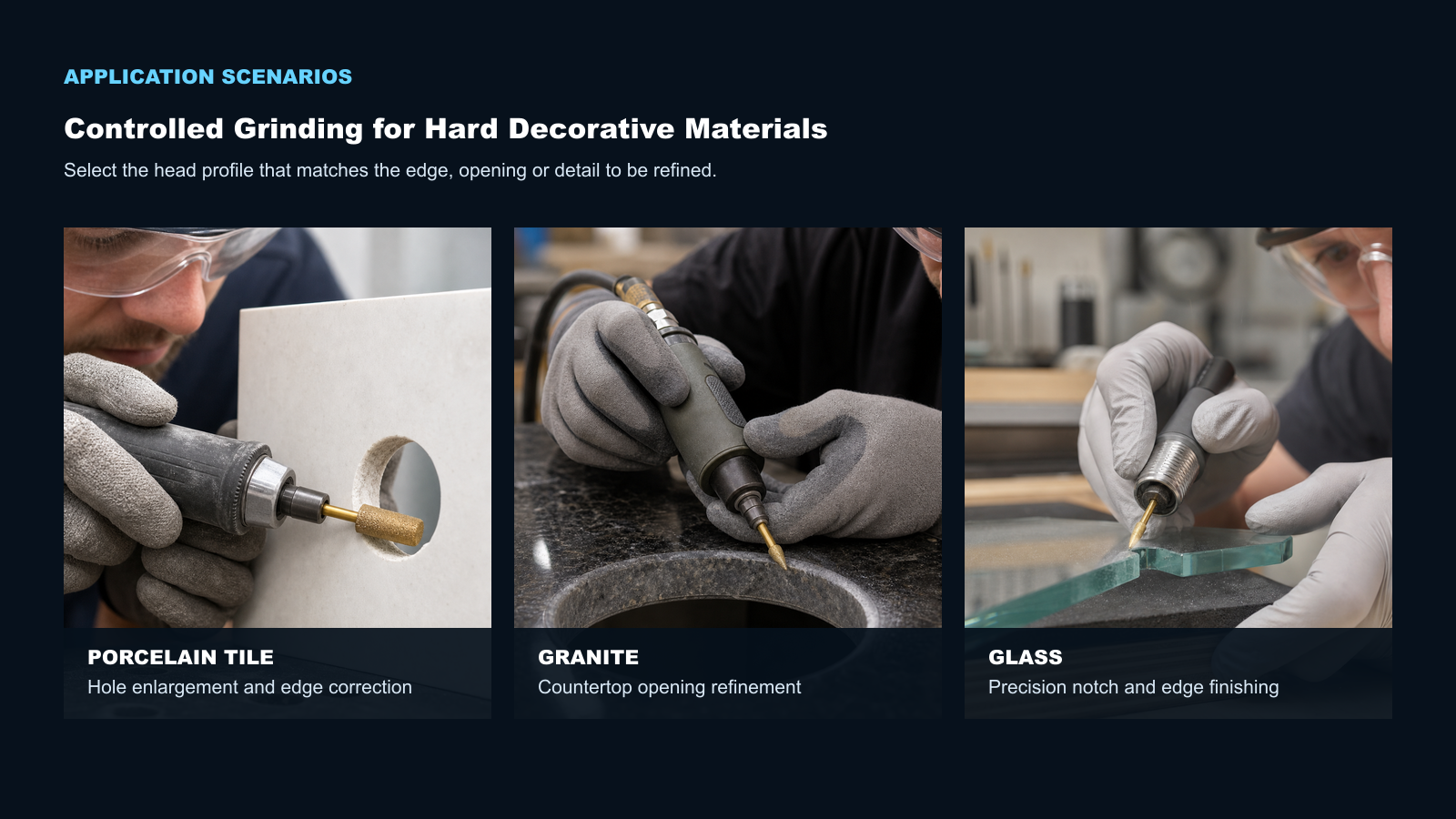 BK-9078 grinding porcelain granite and glass with rotary tools