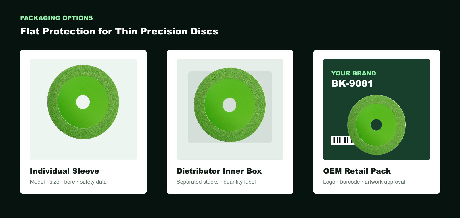 BK-9081 individual sleeve distributor and OEM packaging options