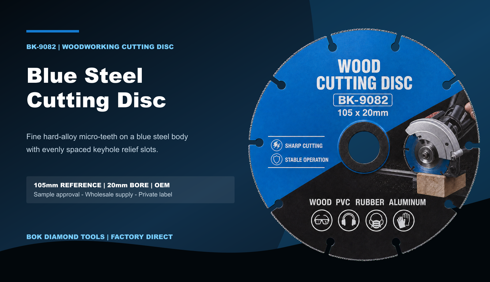 BK-9082 blue woodworking cutting disc
