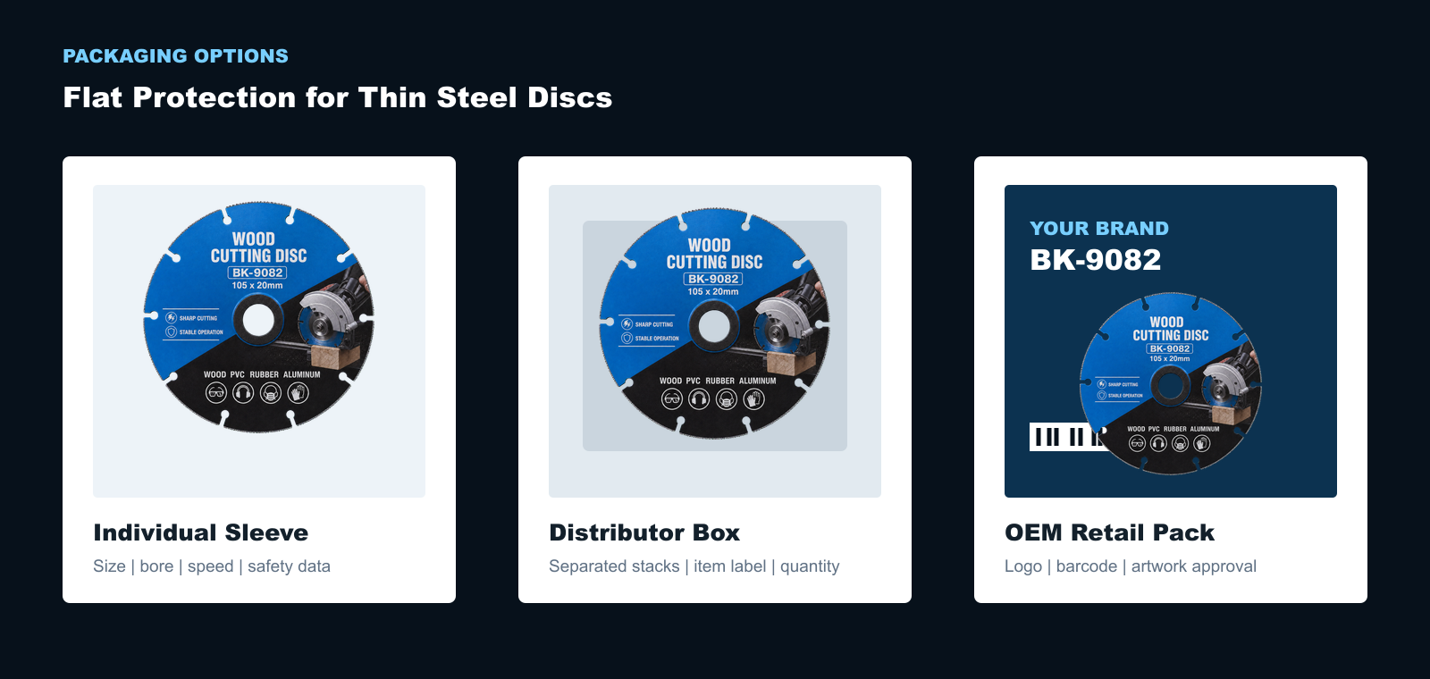 BK-9082 individual sleeve distributor and OEM packaging options