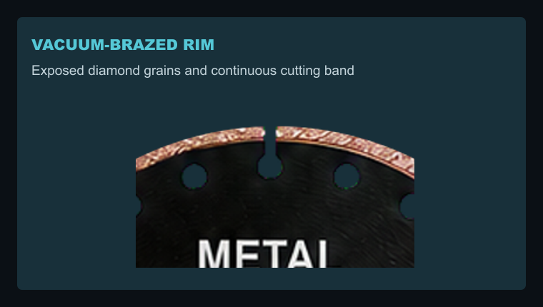 Vacuum-brazed diamond abrasive rim