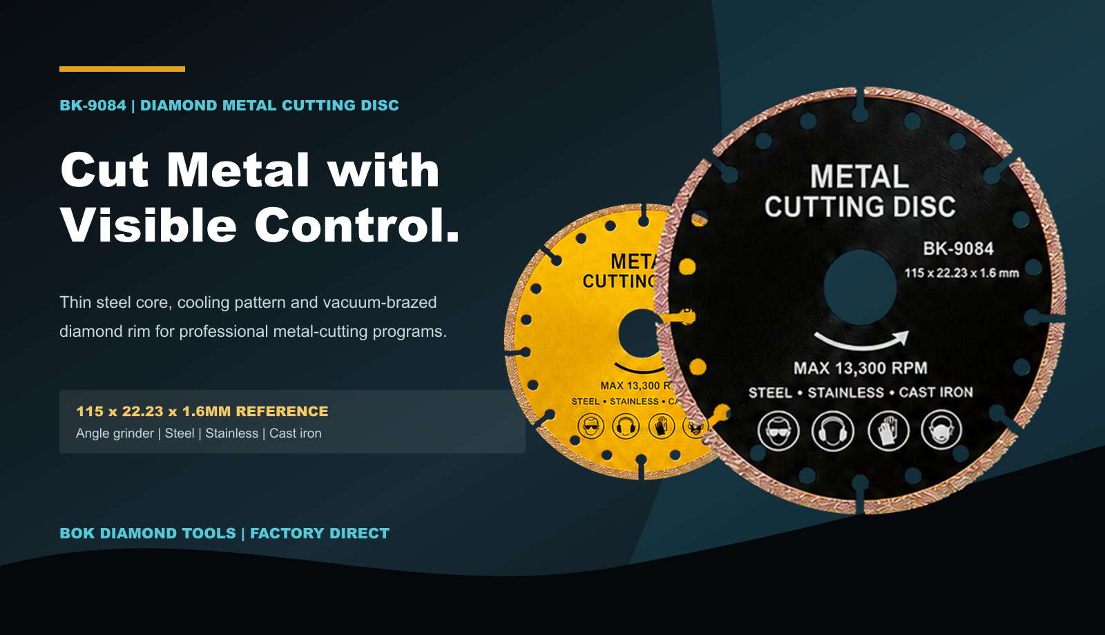 BK-9084 vacuum-brazed diamond metal cutting disc