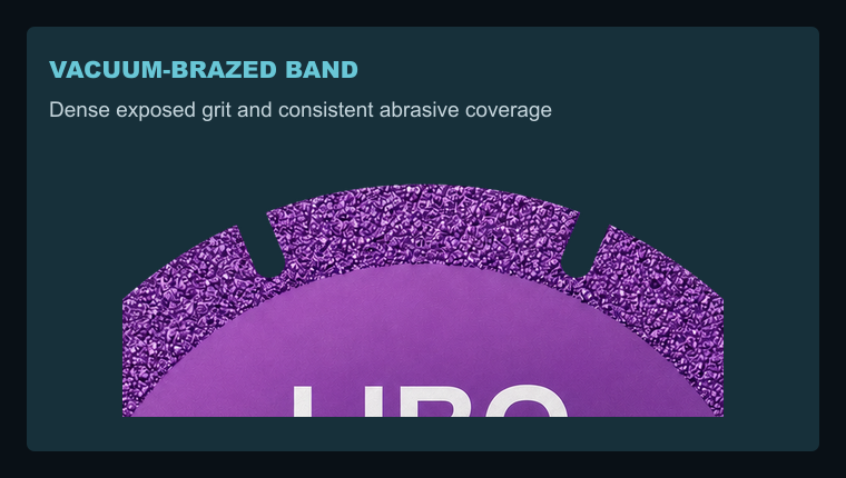 Dense vacuum-brazed diamond cutting band