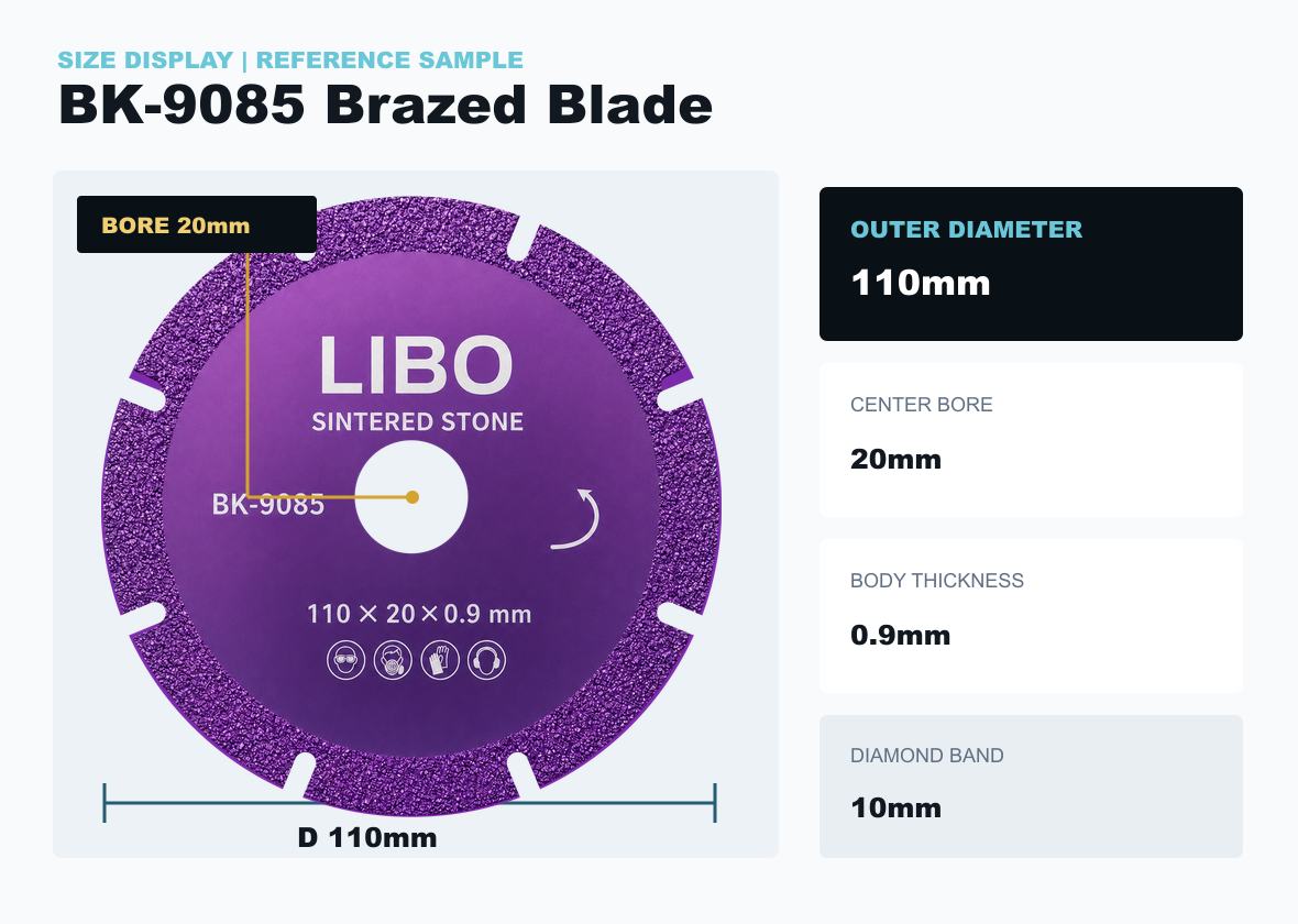 BK-9085 110mm diameter 20mm bore 0.9mm thickness and 10mm band dimensions